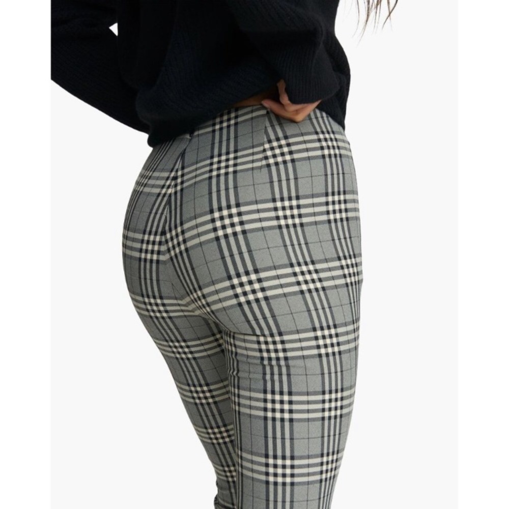 Rag & Bone Simone Gray Plaid Checkered Straight Leg Ankle Pants size 0 - Picture 7 of 10
